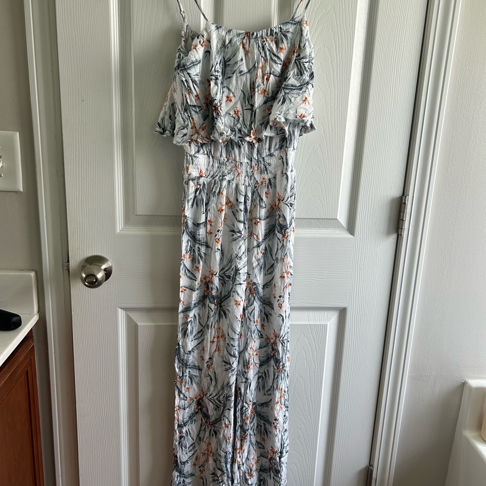 Rip Curl Floral Jumpsuit - White and Orange